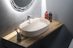 INFINITY OVAL umywalka ceramiczna nablatowa, 60x40 cm, ivory