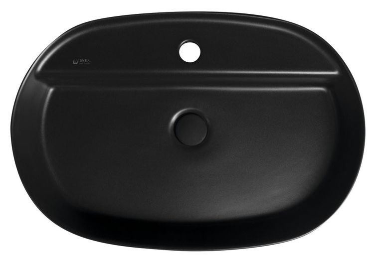 INFINITY OVAL umywalka ceramiczna nablatowa, 60x40 cm, czarny mat
