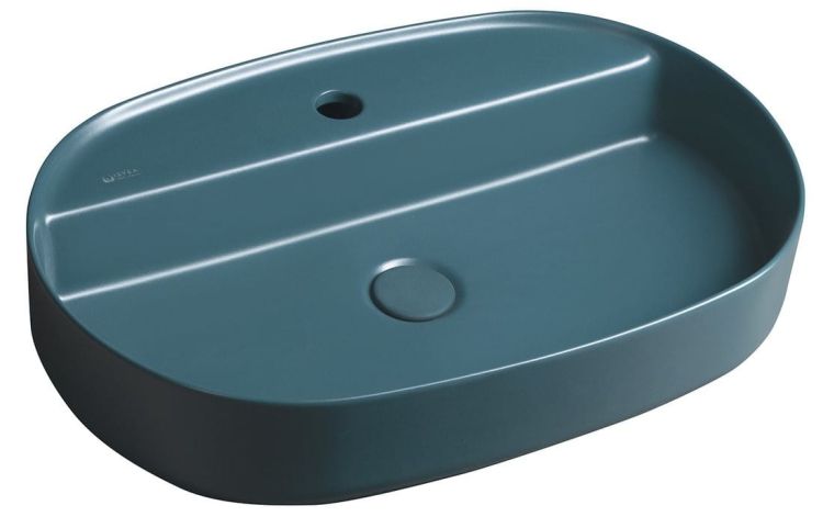 INFINITY OVAL umywalka ceramiczna nablatowa, 60x40 cm, petrol mat
