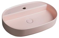 INFINITY OVAL umywalka ceramiczna nablatowa, 60x40 cm, salmon