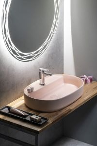INFINITY OVAL umywalka ceramiczna nablatowa, 60x40 cm, salmon