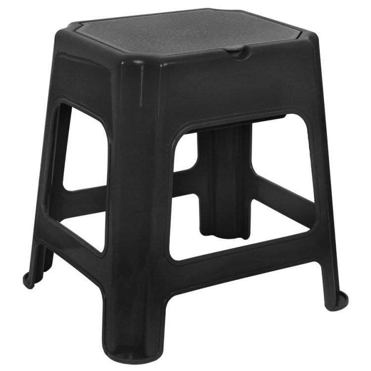 Taboret łazienkowy ze schowkiem, czarny