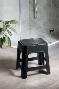 Taboret łazienkowy ze schowkiem, czarny