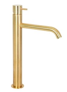 Złota bateria umywalkowa wysoka 31 cm z korkiem automatycznym Daniel Tokyo TK607.DP