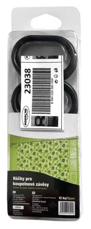 Krążki do zasłonki 12 szt, plastik, czarny