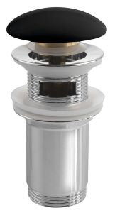 Korek umywalkowy 5/4“, klik-klak, wys. 10-50mm, grzybek ceramiczny, do umywalki z przelewem, czarny mat