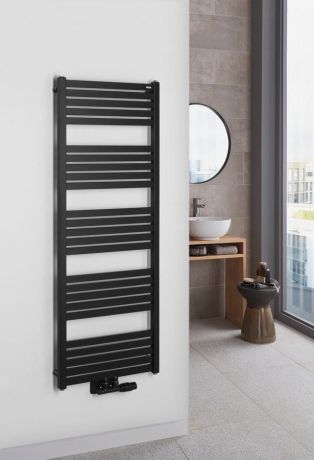 Przejdź do produktu GRUNT grzejnik łazienkowy 500x1330 mm, podłączenie centralne, czarny mat