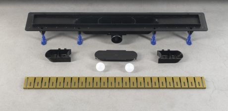 Przejdź do produktu KLAVER odpływ liniowy z rusztem ze stali nierdzewnej, L-810, DN50, złoto mat