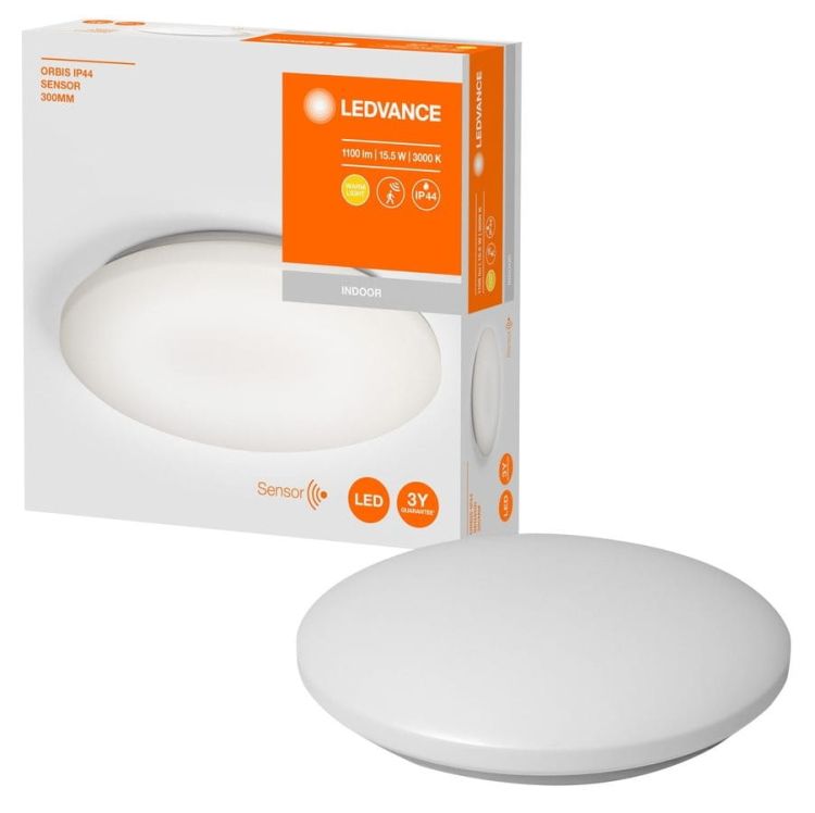 ORBIS lampa sufitowa łazienkowa, średnica 300mm, czujnik bezdotykowy, 1100lm, 16W, IP44