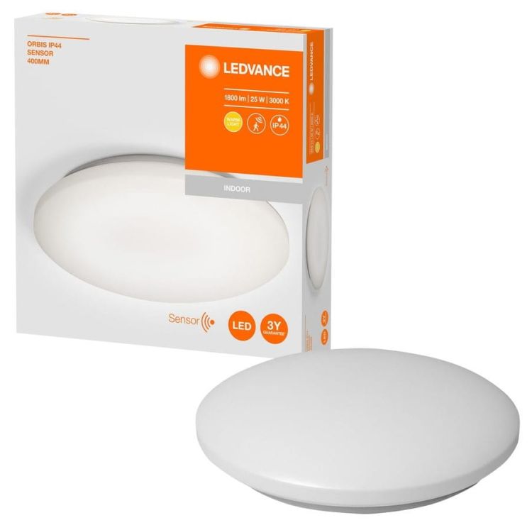 ORBIS lampa sufitowa łazienkowa, średnica 400mm, czujnik bezdotykowy, 1800lm, 25W, IP44