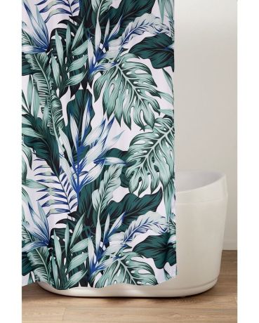 Przejdź do produktu Zasłonka prysznicowa 180x200cm, poliester, zielone listki