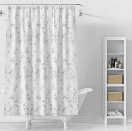 Przejdź do produktu Zasłonka prysznicowa 180x180cm, winyl, marmur