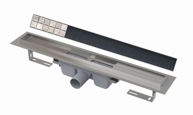 Odpływ liniowy 70 cm z ramką Floor pod zabudowę płytkami Alcadrain APZ6-650+FLOOR-650