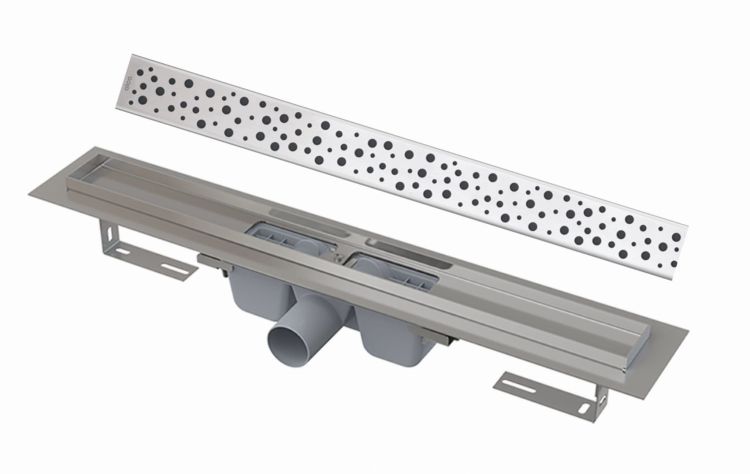 Odpływ liniowy 90 cm z rusztem Buble Alcadrain APZ1-850+BUBLE-850 stal połysk