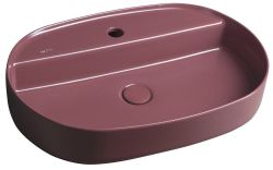 INFINITY OVAL umywalka ceramiczna nablatowa, 60x40 cm, maroon red mat