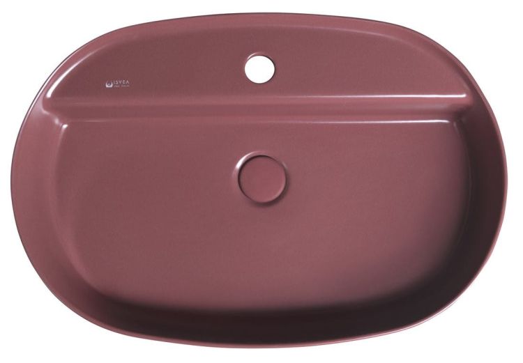 INFINITY OVAL umywalka ceramiczna nablatowa, 60x40 cm, maroon red mat