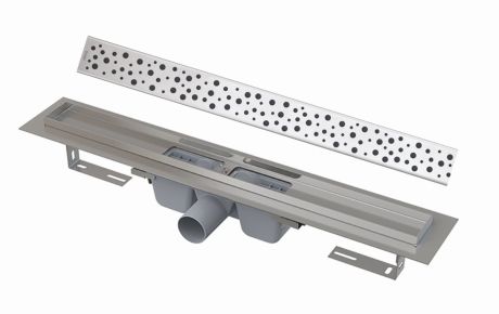 Przejdź do produktu Odpływ liniowy 120 cm z ozdobnym  rusztem Buble Alcadrain APZ1-1150+Buble-1150 stal połysk
