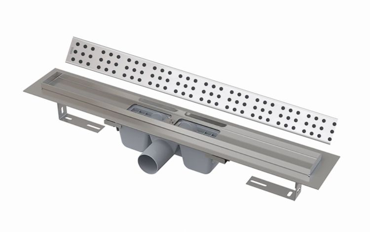 Odpływ liniowy 110 cm z rusztem CUBE Alcaplast APZ1-1050L+CUBE-1050L stal połysk