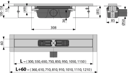 Odpływ liniowy 110 cm z rusztem Alcaplast APZ1-1050L+CUBE-1050L stal połysk