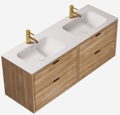 Przejdź do produktu Umywalka podwójna konglomeratowa 120x50 cm na szafkę Soft 120/2