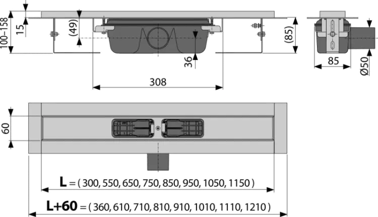 Odpływ liniowy Alcaplast APZ1