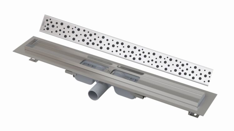 Odpływ liniowy niski 60 cm Alcaplast APZ101 z rusztem Buble APZ101-550+BUBLE-550