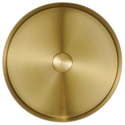 AURUM umywalka ze stali nierdzewnej, średnica 38 cm, z korkiem, złoty mat