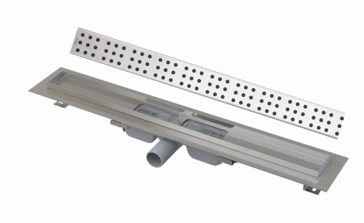 Odpływ liniowy niski 90 cm z rusztem Cube Alcaplast APZ101-850+CUBE-850 stal połysk