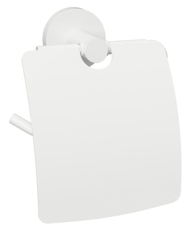 X-ROUND WHITE wieszak na papier toaletowy z przykrywką, biały