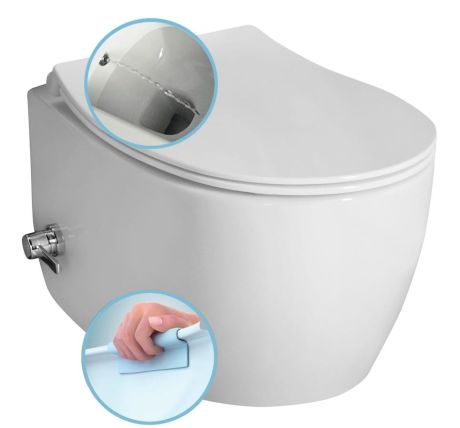 Przejdź do produktu SENTIMENTI CLEANWASH WC wiszące, z dyszą bidetową i zaworem, Rimless, 36x51cm, biały