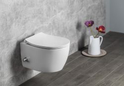 SENTIMENTI WC wiszące Rimless, z dyszą bidetową i zaworem, 36x51 cm, biały