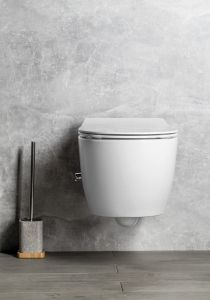 SENTIMENTI WC wiszące Rimless, z dyszą bidetową i zaworem, 36x51 cm, biały
