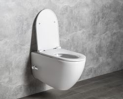 INFINITY WC wiszące Rimless, z dyszą bidetową i zaworem, 36,5x53 cm, biały