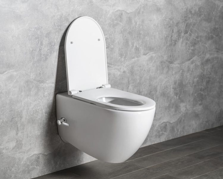 INFINITY WC wiszące Rimless, z dyszą bidetową i zaworem, 36,5x53 cm, biały
