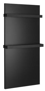 ENIS panel promiennikowy 600W, 590x1200 mm, 2 wieszaki na ręczniki, IP44, czarny mat