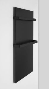 ENIS panel promiennikowy 600W, 590x1200 mm, 2 wieszaki na ręczniki, IP44, czarny mat