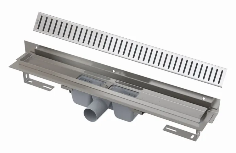 Odpływ liniowy 110 cm z rusztem PURE Alcaplast APZ4-1050+PURE-1050 stal połysk