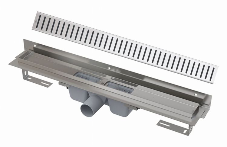 Odpływ liniowy 120 cm z rusztem PURE Alcaplast APZ4-1150+PURE-1150 stal połysk