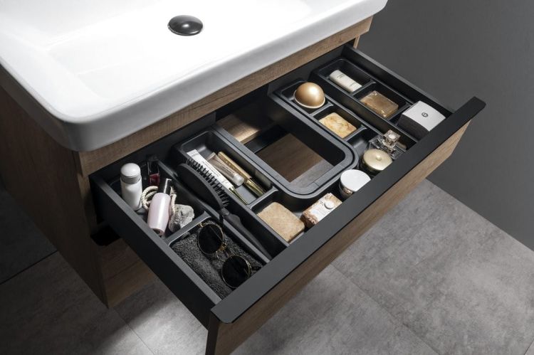 Organizer boczny LINDO, zestaw 2 szt., 114x36x323 mm, plastik, antracyt