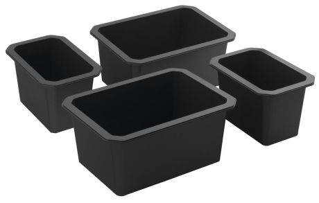 Przejdź do produktu LINDO miska wysoka, zestaw 4 szt. (2x 150x220mm+2x 220x300mm), plastik, antracyt