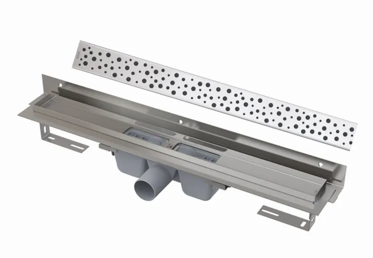 Odpływ liniowy 60 cm z rusztem BUBLE Alcaplast APZ4-550+BUBLE-550 stal połysk