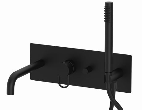 Przejdź do produktu Bateria wannowa podtynkowa zespolona czarny mat z wylewką i słuchawką prysznicową  Paffoni Jo-Joker JO001NO