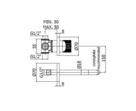 Przejdź do produktu Czarna bateria umywalkowa podtynkowa wylewka 17,5 cm i uchwyt Paffoni Jo-Joker JO006NO