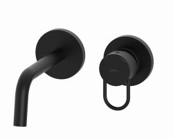 Czarna bateria umywalkowa podtynkowa wylewka 17,5 cm i uchwyt Paffoni Joker JK006NO