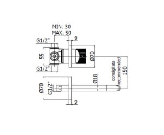 Bateria umywalkowa podtynkowa wylewka 17,5 cm i uchwyt Paffoni Joker JO006CR chrom
