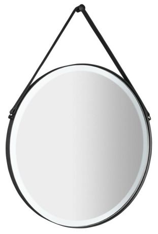 Przejdź do produktu ORBITER okrągłe lustro z oświetleniem LED ze skórzanym paskiem, ø 70cm, czarny mat