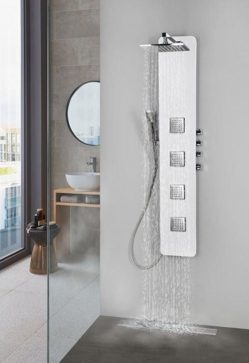 SPIRIT SQUARE panel prysznicowy 250x1550mm z baterią termostatyczną, ścienny, biały