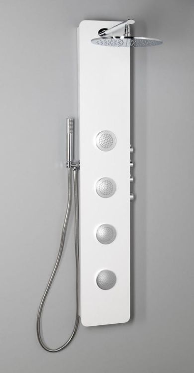 SPIRIT ROUND panel prysznicowy 250x1550mm z baterią termostatyczną, ścienny, biały
