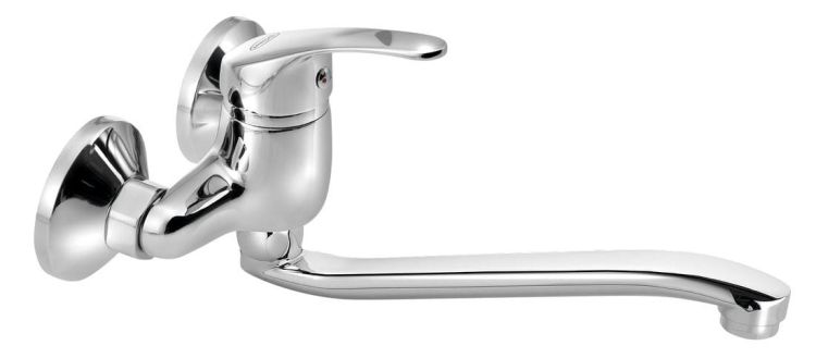 AQUALINE 35 bateria ścienna, rozstaw 100mm, płaska wylewka, 220 mm, chrom
