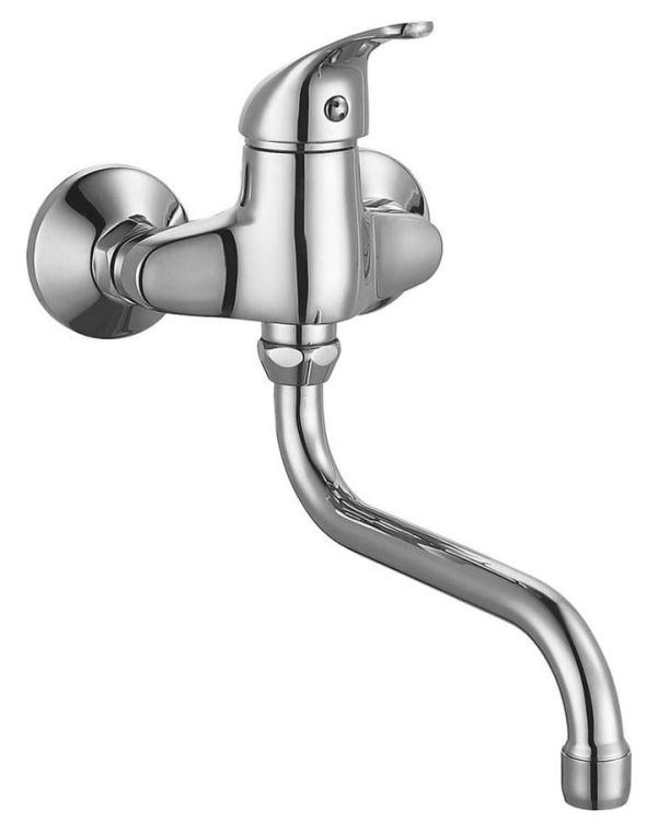 AQUALINE 35 bateria umywalkowa/kuchenna ścienna, rozstaw 100mm, wylewka S, 177mm, chrom